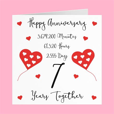 7th Wedding Anniversary Card 7 Years Together Happy Etsy