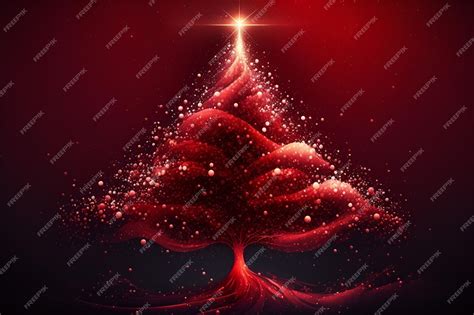 Premium Ai Image Beautiful Sparkle Christmas Tree Shiny Red Festival