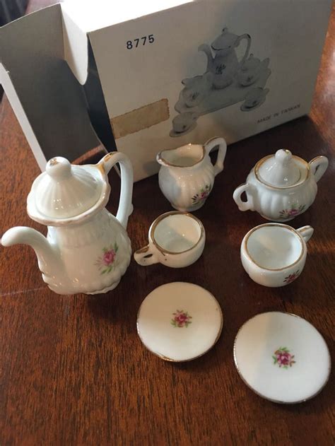 Vintage Miniature Porcelain Tea Set With Box Made In Taiwan Etsy