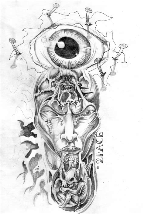 Evil Face Tattoo Face Eye Tattooflash By 2face Scary Tattoos Movie