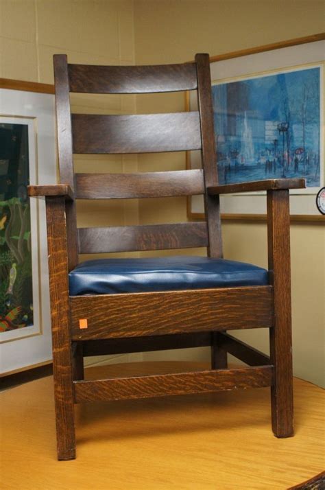 If there is a single piece of furniture that is a stickley design to the t, it is the morris chair. Stickley Bros. Antique Mission Style Slat Back Arm Chair W ...