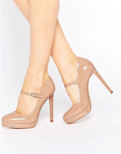 Faith Chrissie Nude Patent Mary Jane Shoes Nude Shoes Shoes Heels