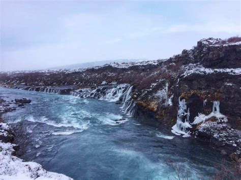 Spectacular Hraunfossar Waterfalls In Western Iceland