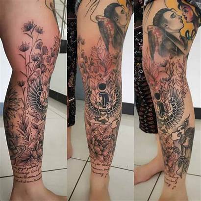 Sleeve Tattoo Leg Floral Pieces Via Instagram