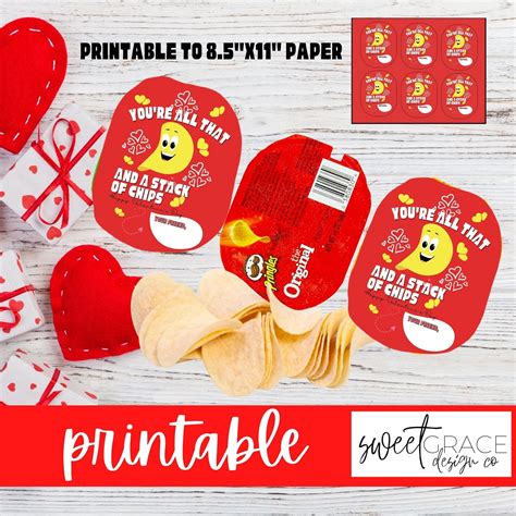 Chips Kids Valentines Printable Use With Pringles Snack Size Chips
