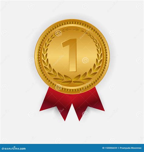 Gold Medal Vector Golden 1st Place Badge Sport Game Golden Challenge