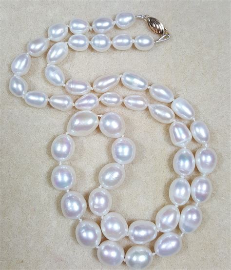 Genuine Cultured Pearl Necklace Inches With Safety Clasp Cultured