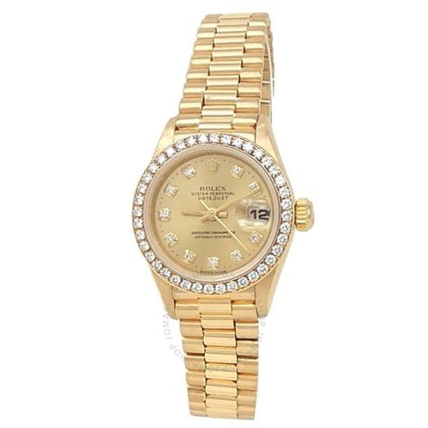 Rolex Pre Owned Rolex Datejust Automatic Diamond Champagne Dial Ladies