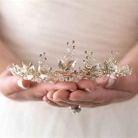 Floral Wedding Tiara Bridal Leaf Crown Silver Wedding Crown Etsy