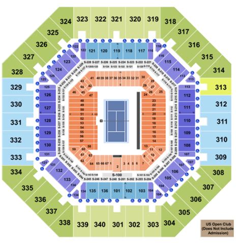 Us Open Seating Chart For Arthur Ashe Louis Armstrong Stadium And