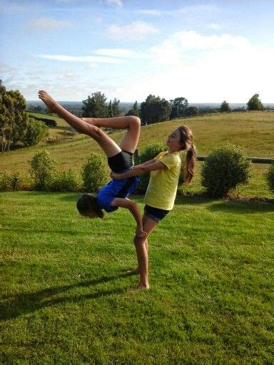 Two Person Acro Stunts Gymnastics Hummmm My Friend And I Should Try This My Sisters And