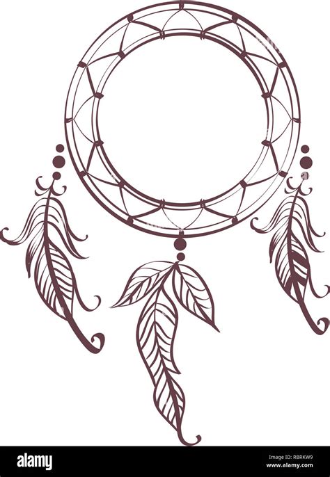 Illustration Of A Boho Dream Catcher With Beads And Feathers Stock
