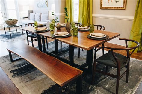 Atlanta Dining Room Featuring A Live Edge Table And Bench