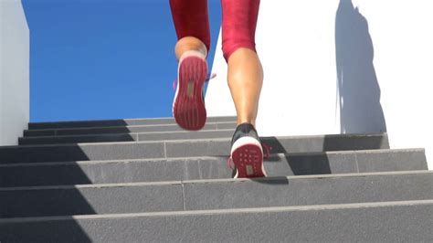 Running On Stairs Woman Doing Run Up On Staircase Female Runner Athlete