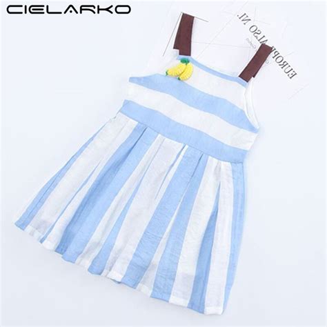 Cielarko Summer Girls Striped Dress Children Casual Strap Dresses Kids