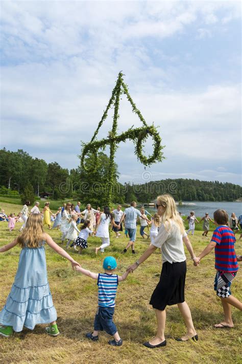 Traditional Swedish Midsummer Dance Editorial Stock Image Image Of