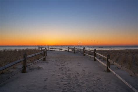 Beach Path Leading To The Ocean At Sunrise Stock Photo Image Of Skies