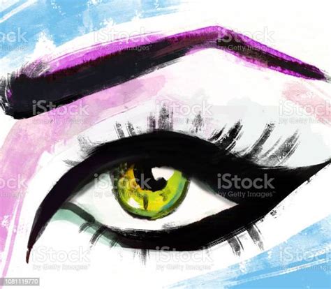 Hand Drawn Watercolor Eyes Luxurious Eye With Perfectly Shaped Eyebrows