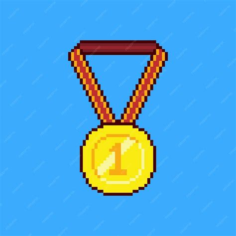 Premium Vector Gold Medal In Pixel Art Design