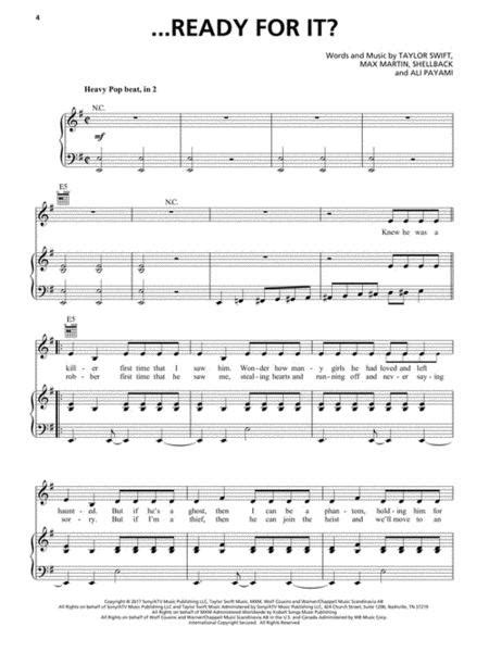 Sheet Music Taylor Swift Reputation Piano Vocal And Guitar