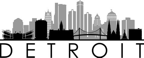 Detroit City Usa Skyline Outline Silhouette Vector Svg Eps Png Etsy