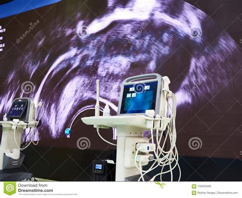 Medical Devices For Ultrasound Examination On Background Of Screen