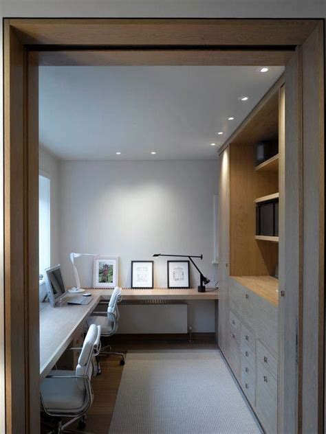Contemporary Home Office Design Like The Layout For A Long Narrow