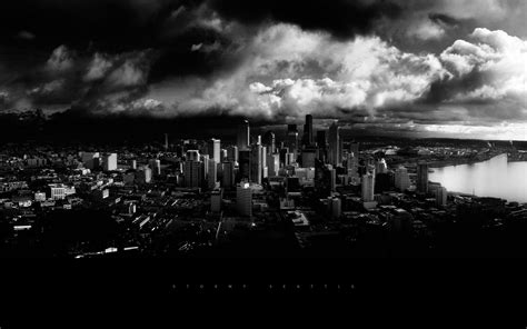 Grayscale Photo Of City Buildings Cityscape Seattle Hd Wallpaper
