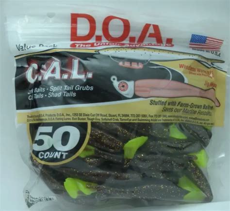 Doa 10 351 Cal Shad Lure 3 Color 351 Root Beer Chartreuse Tail 50ct 1850 Picclick