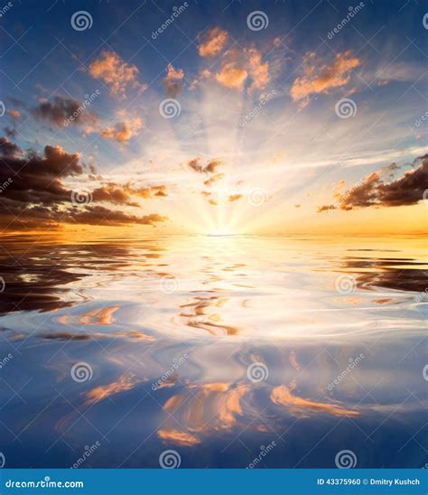 Reflections Of Sunset In Lake Water Stock Photo Image Of Cloud