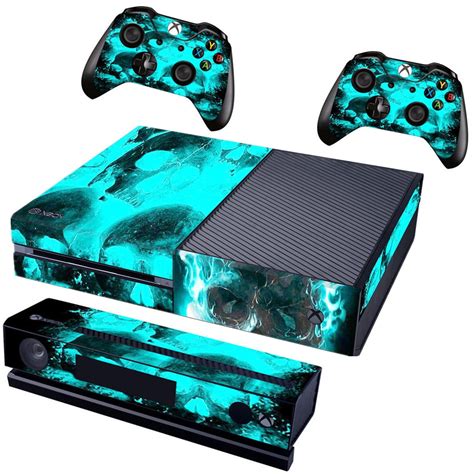 Blue Skull Cover Decal Skin Sticker For Xbox One Console Game Controller