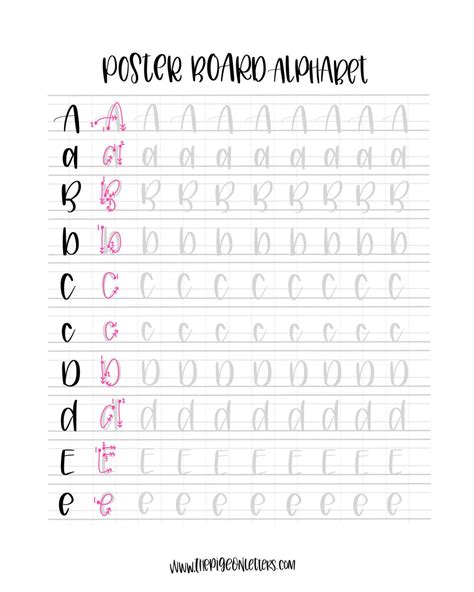Hand Lettering Practice Sheets Posterboard Print Alphabet Uppercase