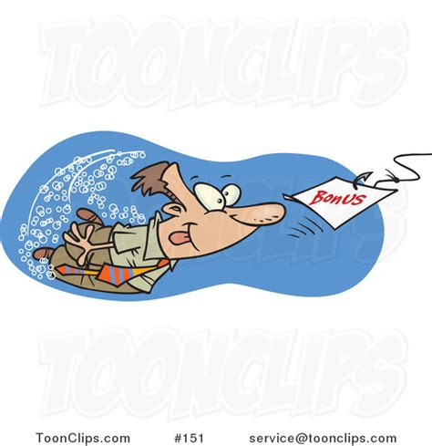 Cartoon Guy Swimming After A Hooked Bonus Underwater 151 By Ron Leishman
