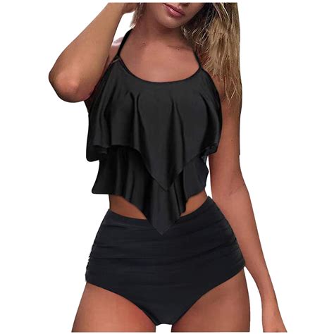 Oavqhlg3b Tankini Bathing Suit For Womens Swimsuits Ruffle Tops High Waisted Bottom Women S Sexy