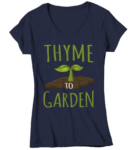 Womens Funny Gardening T Shirt Gardener Shirt Thyme To Garden Shirts
