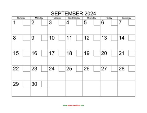 Free Download Printable September 2024 Calendar With Check Boxes