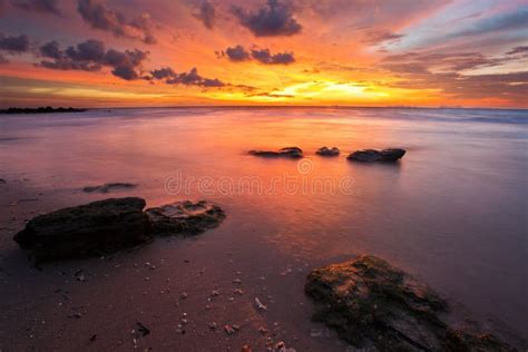 Sunset At The Beach Stock Image Image Of Blue Cloudy 14114705