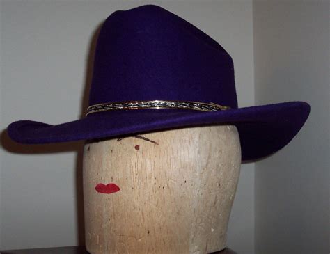Vintage Cowboy Hat Purple Wool Ladies Made In Usa