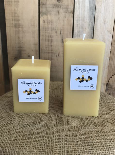 Square Beeswax Pillar Candle 2 Sizes The Kelowna Candle Factory