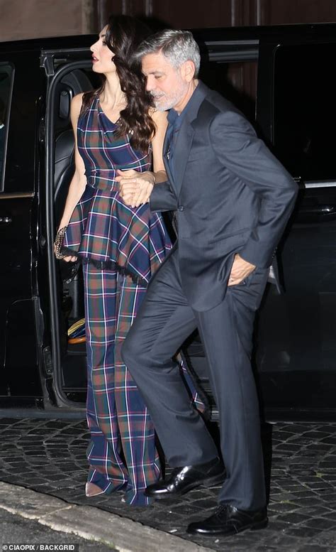 Amal Clooney Nails Her Date Night Look In Edgy Checked Peplum Top With