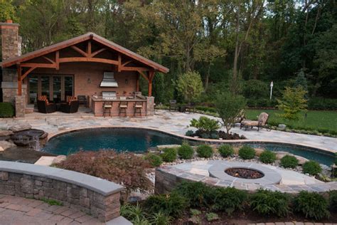 According to mike marler, a landscape architect with outdoor solutions in brandon, miss. Inground Pool & Spa with Cabana - Rustic - Pool - new york ...