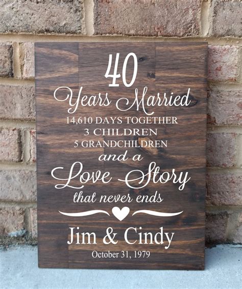 40 Years Of Marriage Hand Painted Wood Sign 40th Anniversary Etsy