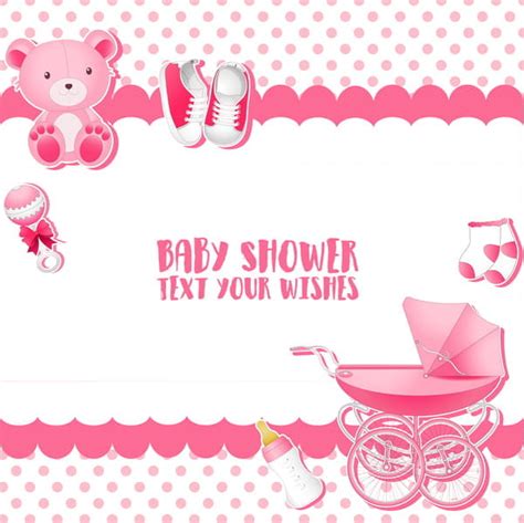 Pink Baby Shower Cards Vectors Eps Uidownload