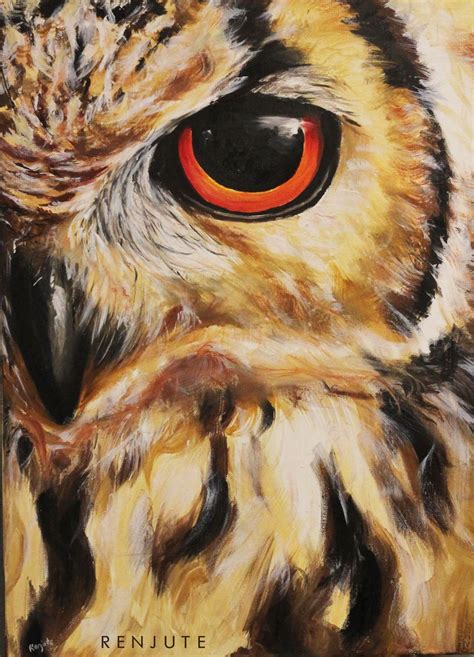 Original Owl Oil Painting On Canvas