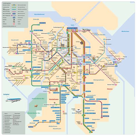 Official Map Metro And Tram Network Amsterdam Transit Maps