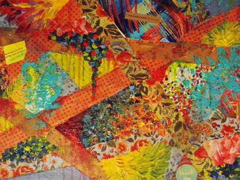 Stunning Mixed Media Abstract Acrylic Fabric Collage Free Shipping