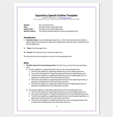 Basic Speech Outline Samples And Exampels With Writing Guide