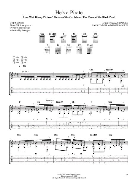 Casper Esmann He S A Pirate Guitar Tab In G Minor Download Print Sku Mn