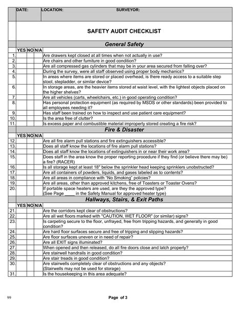 Safety Audit Checklist Templates At