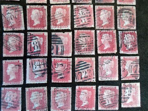 Gb Stamps Qv 1d Red X93 Sg43sg44 Penny Red Plate Numbers Collection
